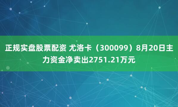 正规实盘股票配资 尤洛卡（300099）8月20日主力资金净卖出2751.21万元